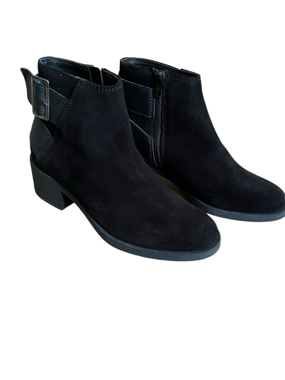 Clarks Memi Buckle 26167856 Womens Black Suede Zipper Casual Dress Boots 8